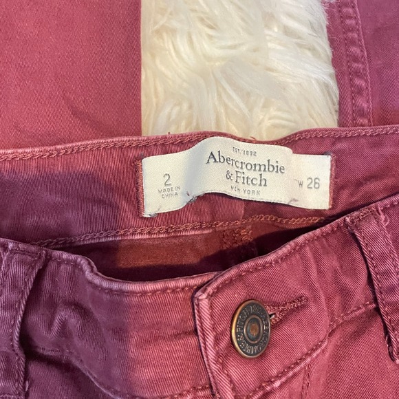 Abercrombie & Fitch Maroon Skinny Jeans Burgundy Low Rise Women's Size 2 / 26 - Picture 4 of 8